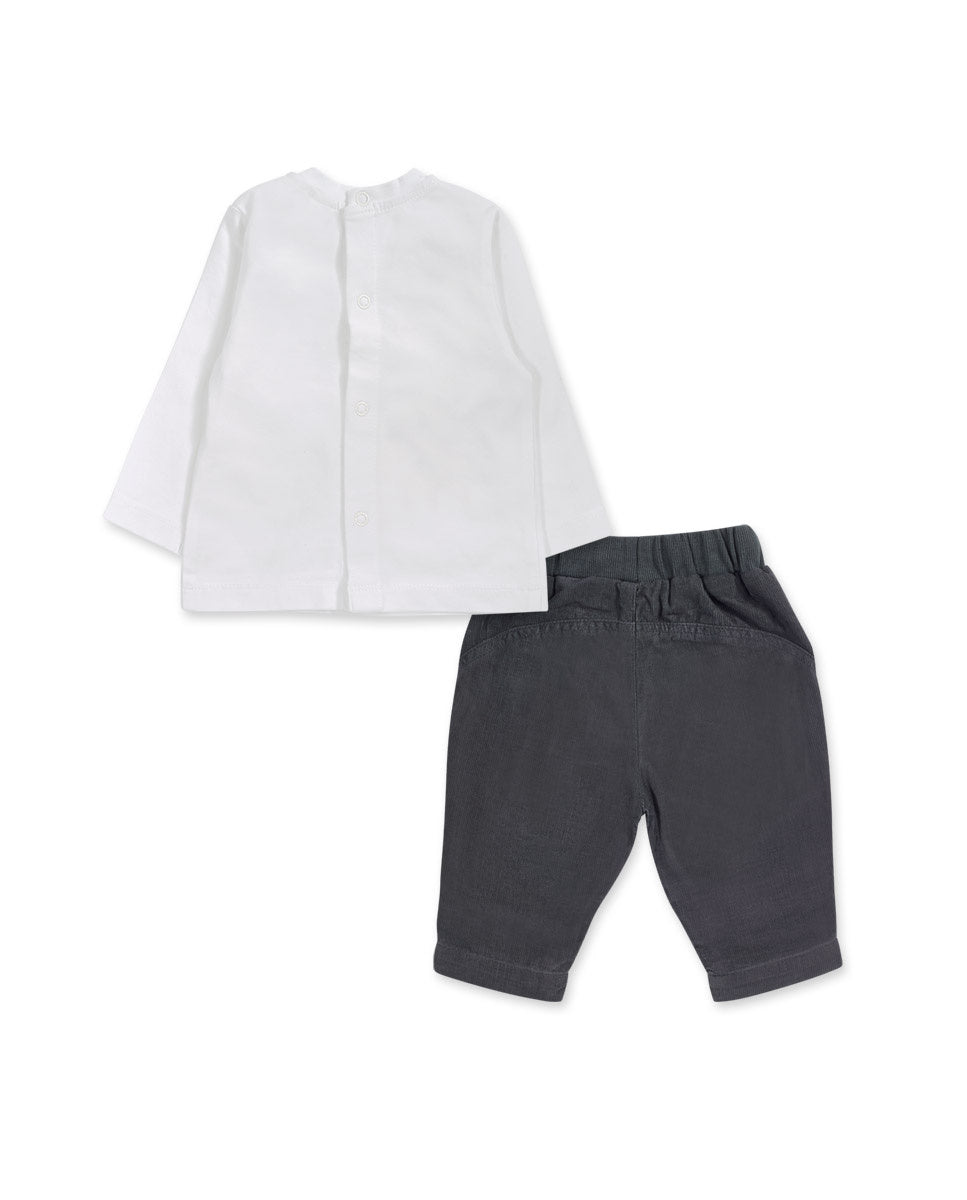 Conjunto punto plana gris niño P'tit Zoo