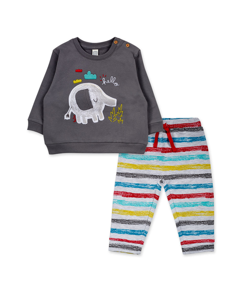 Conjunto felpa gris niño P'tit Zoo
