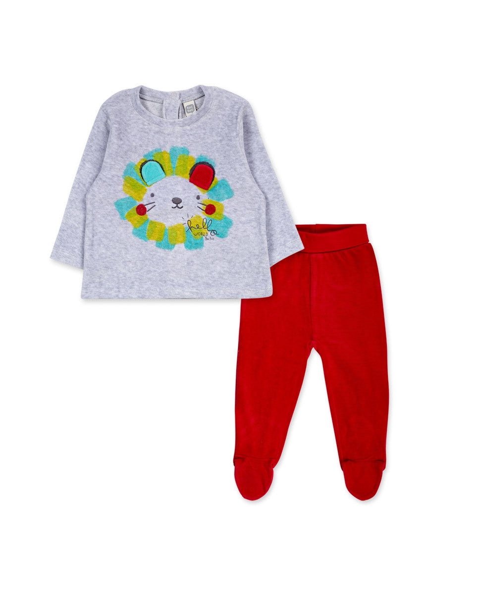 Conjunto tundosado rojo niño P'tit Zoo