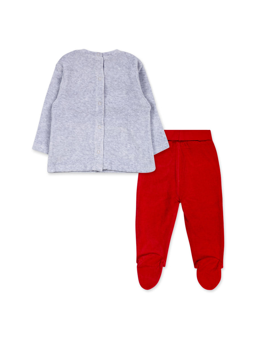 Conjunto tundosado rojo niño P'tit Zoo