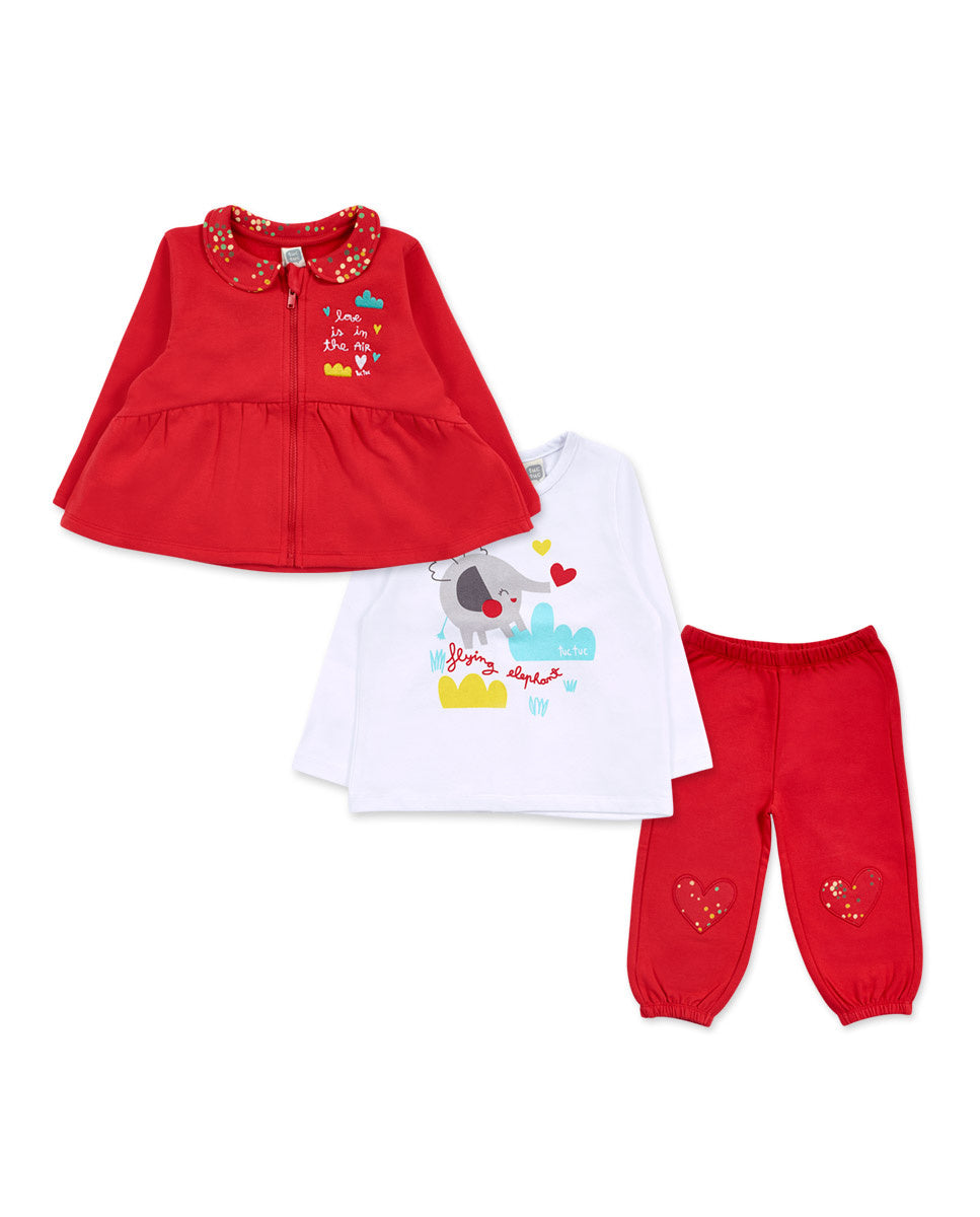 Conjunto felpa punto rojo niña P'tit Zoo