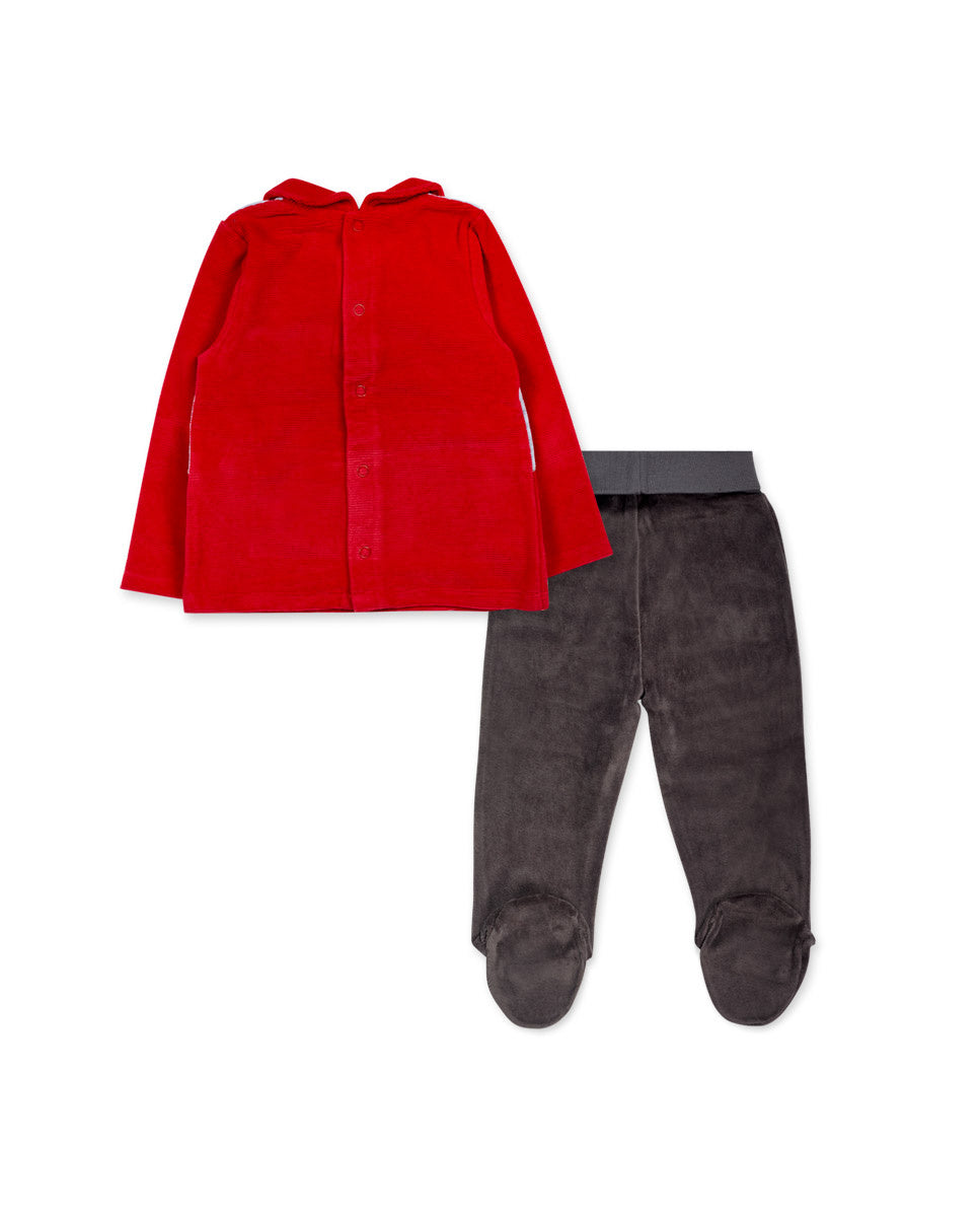Conjunto tundosado rojo niña P'tit Zoo