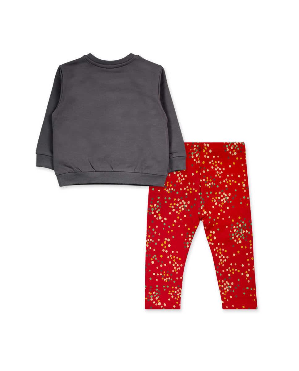 Conjunto felpa rojo niña P'tit Zoo