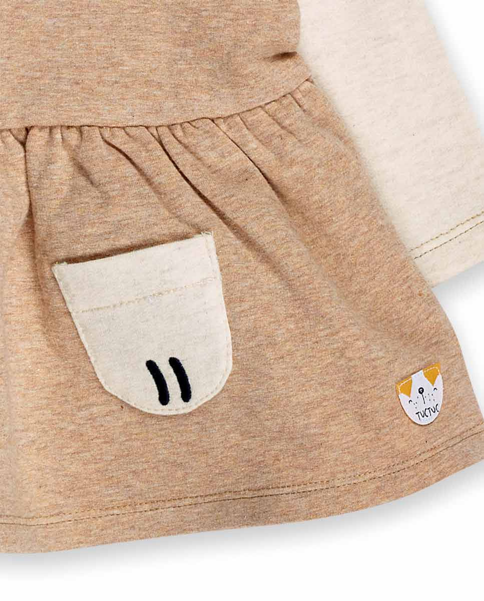 Vestido punto beige niña Pugs Life