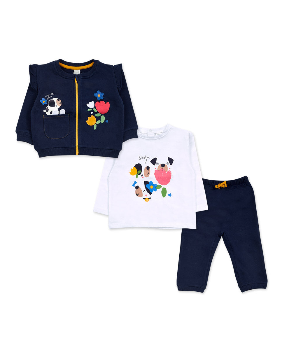 Conjunto felpa punto azul niña Pugs Life