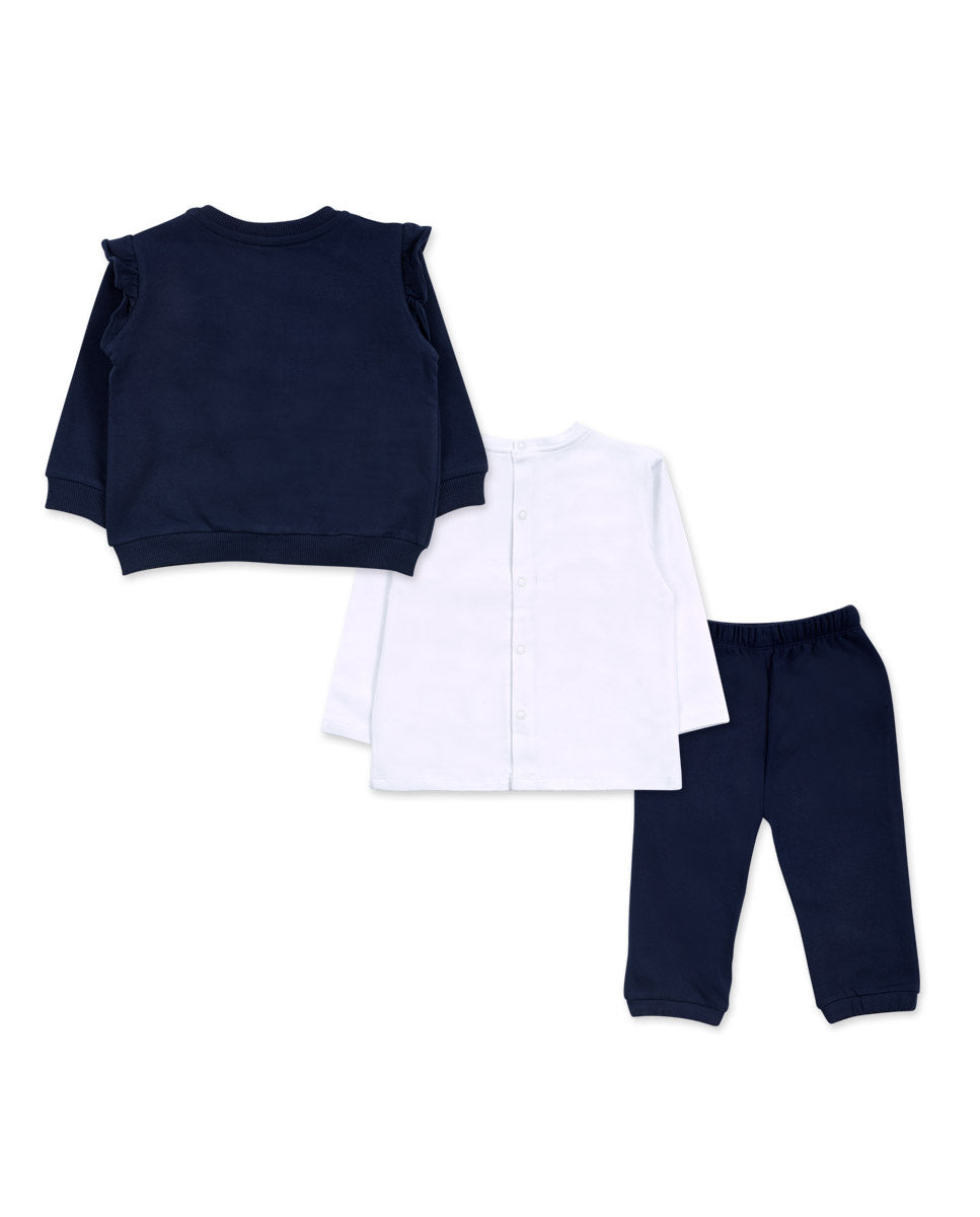 Conjunto felpa punto azul niña Pugs Life