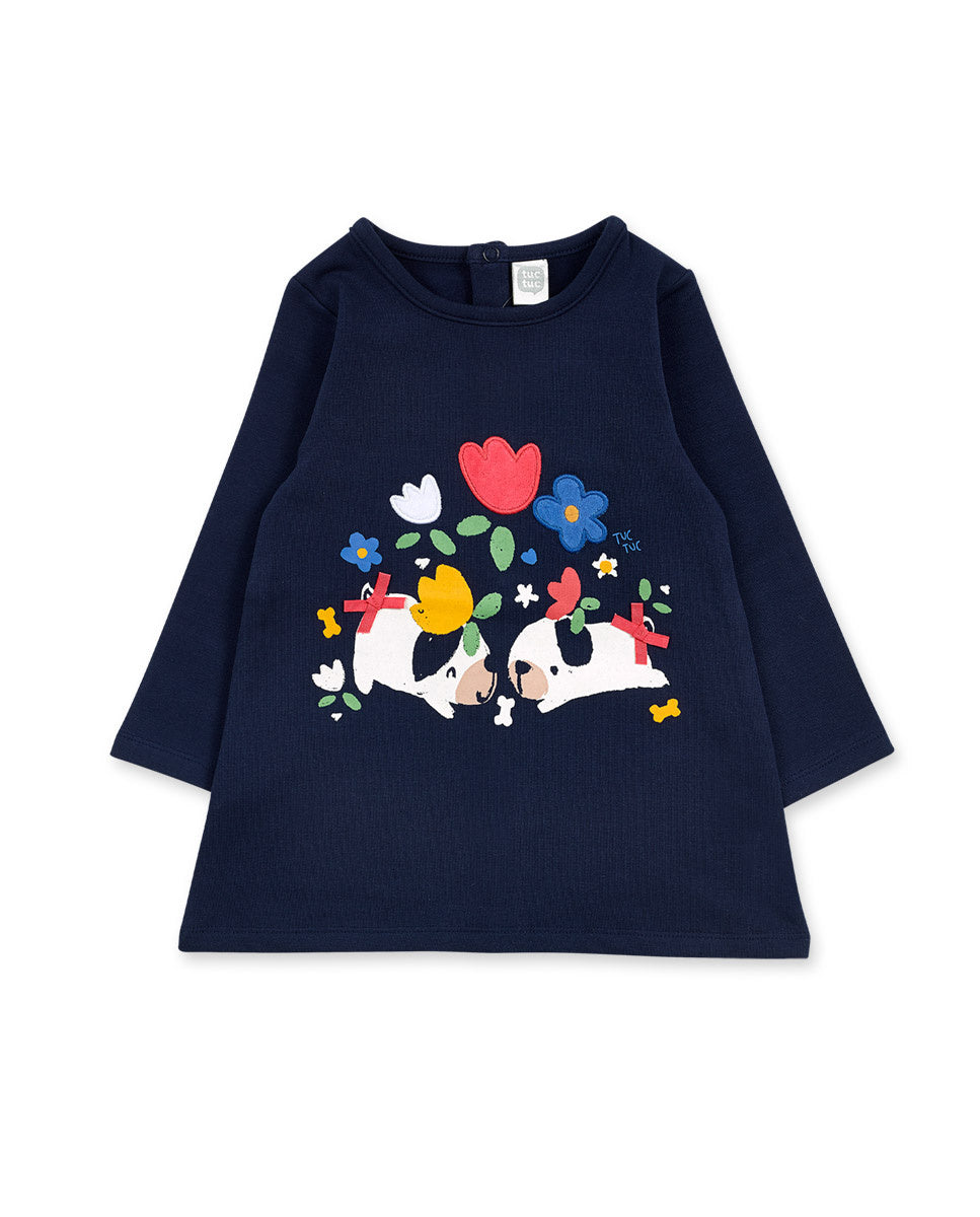 Vestido felpa azul niña Pugs Life