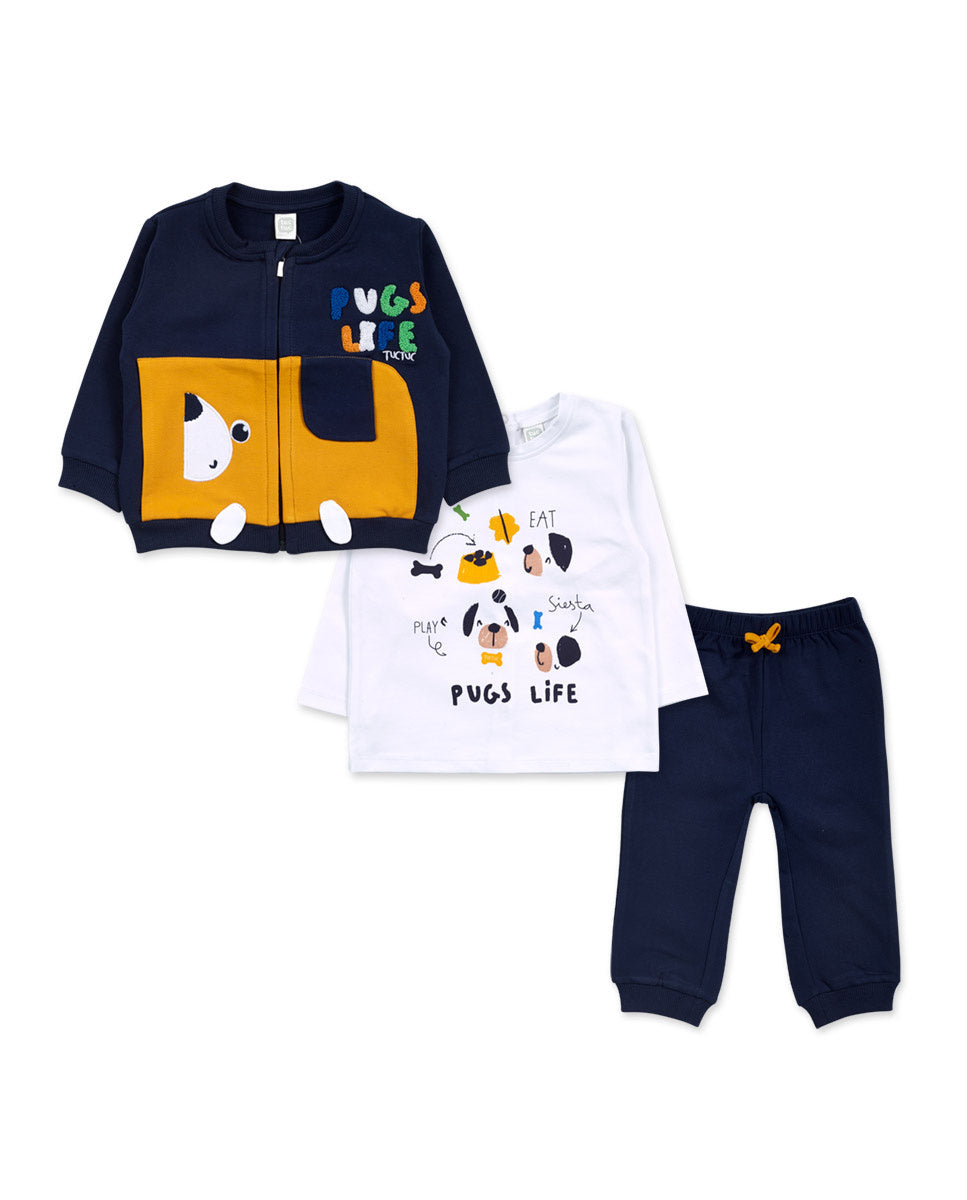 Conjunto felpa punto amarillo niño Pugs Life