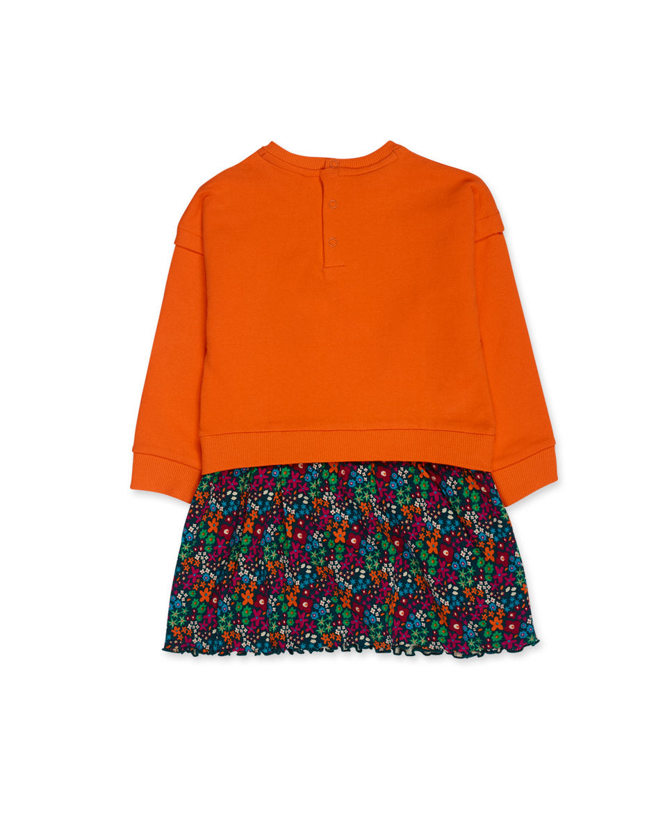 Vestido felpa naranja niña Trecking Time