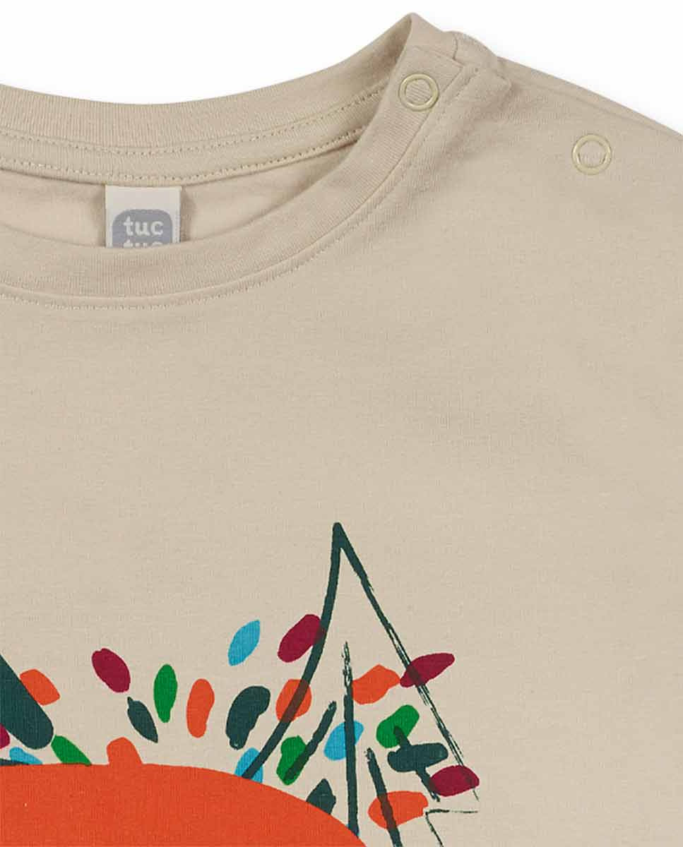 Camiseta punto beige niña Trecking Time