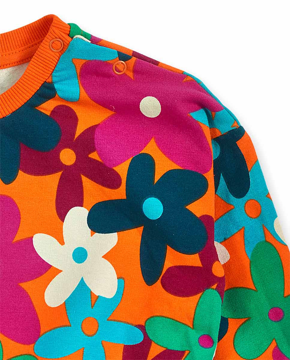 Sudadera felpa naranja niña Trecking Time