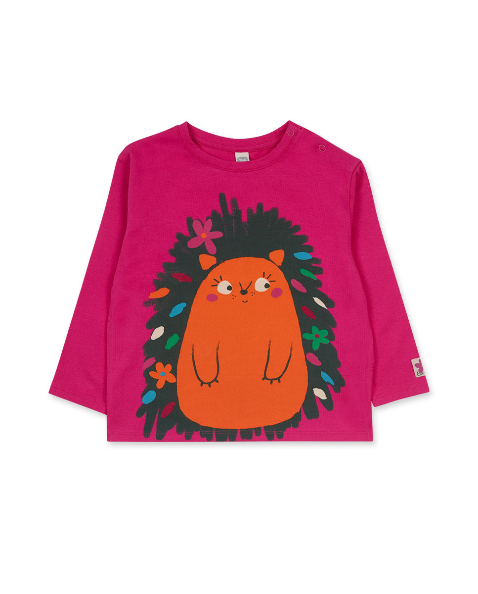 Camiseta punto rosa de niña Trecking Time