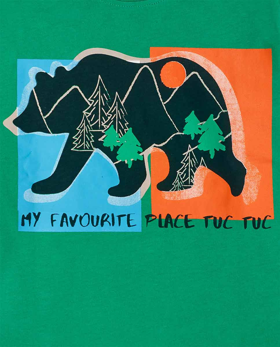 Camiseta punto verde de niño Trecking Time