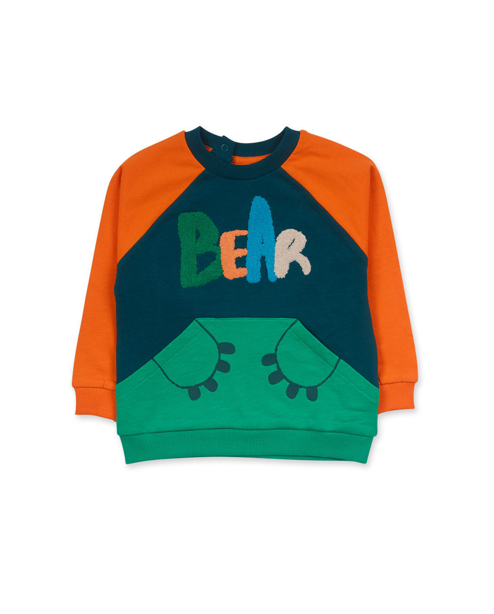 Sudadera felpa verde naranja niño Trecking Time