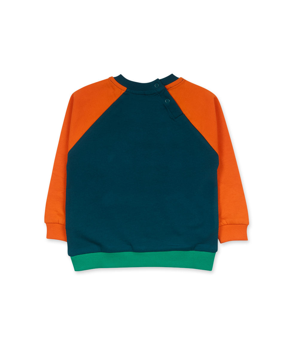 Sudadera felpa verde naranja niño Trecking Time