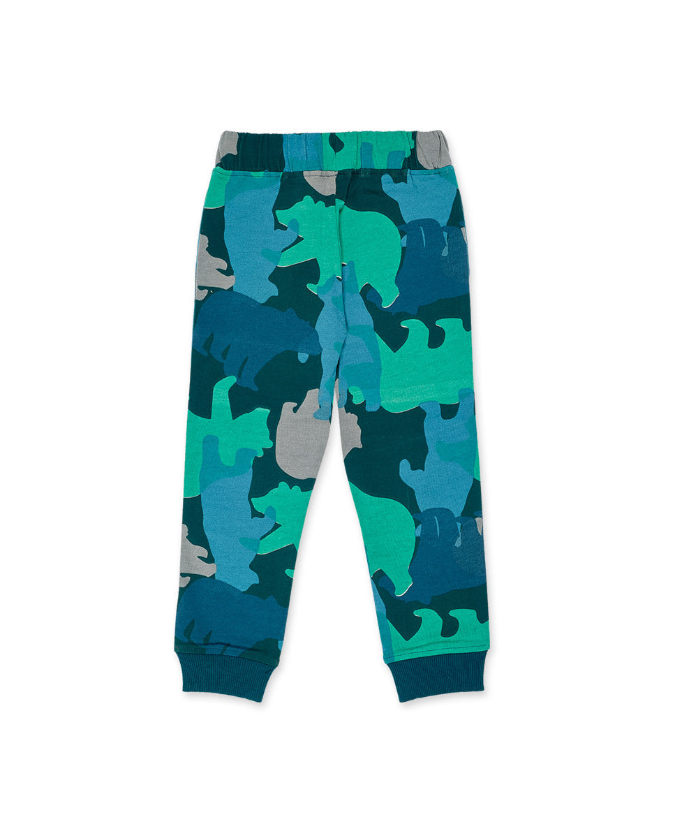 Pantalón felpa verde de niño Trecking Time