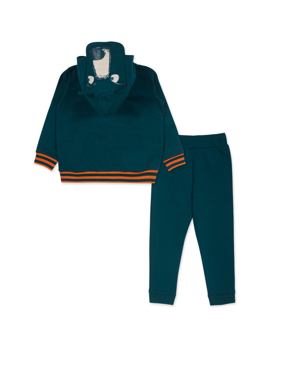 Conjunto felpa verde de niño Trecking Time