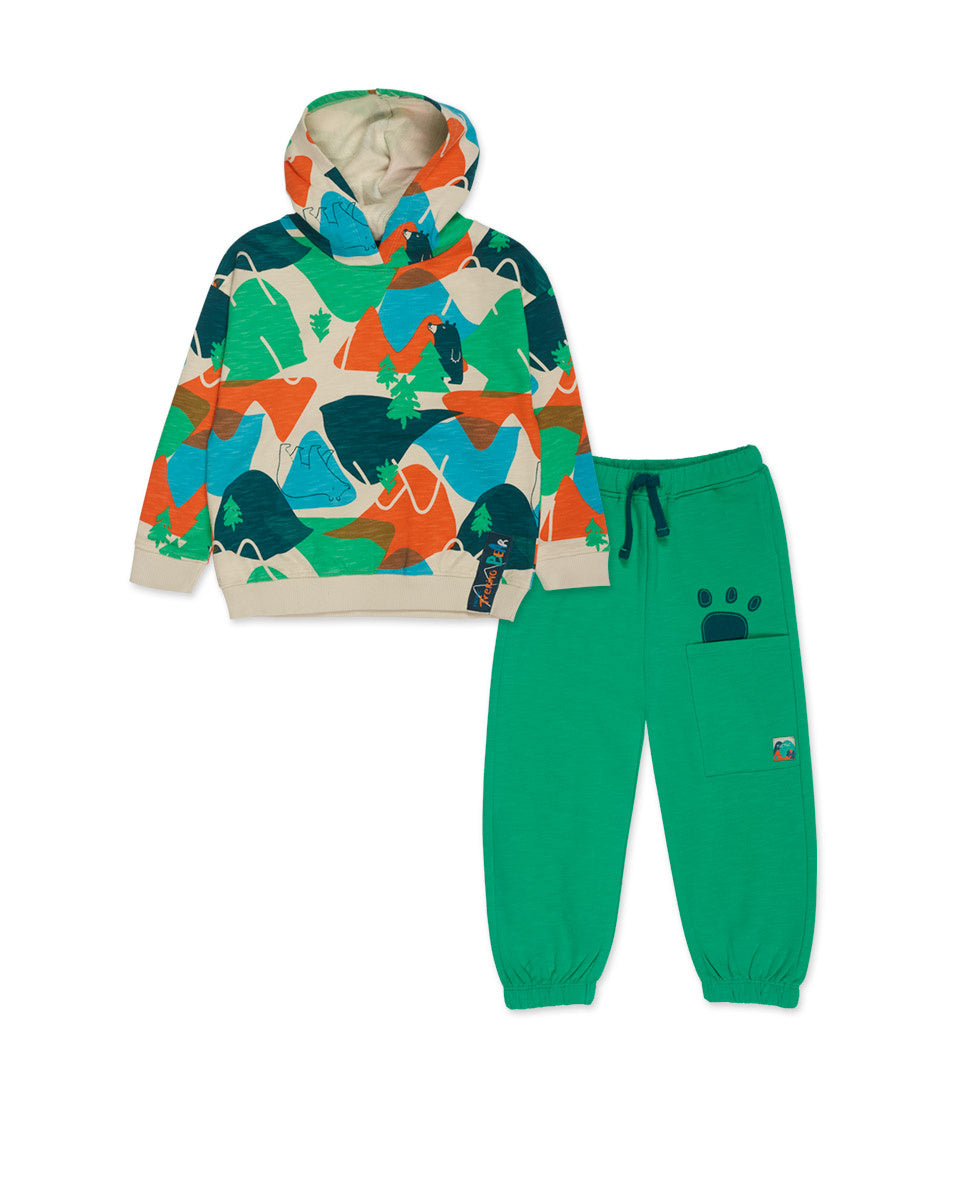 Conjunto felpa verde niño Trecking Time