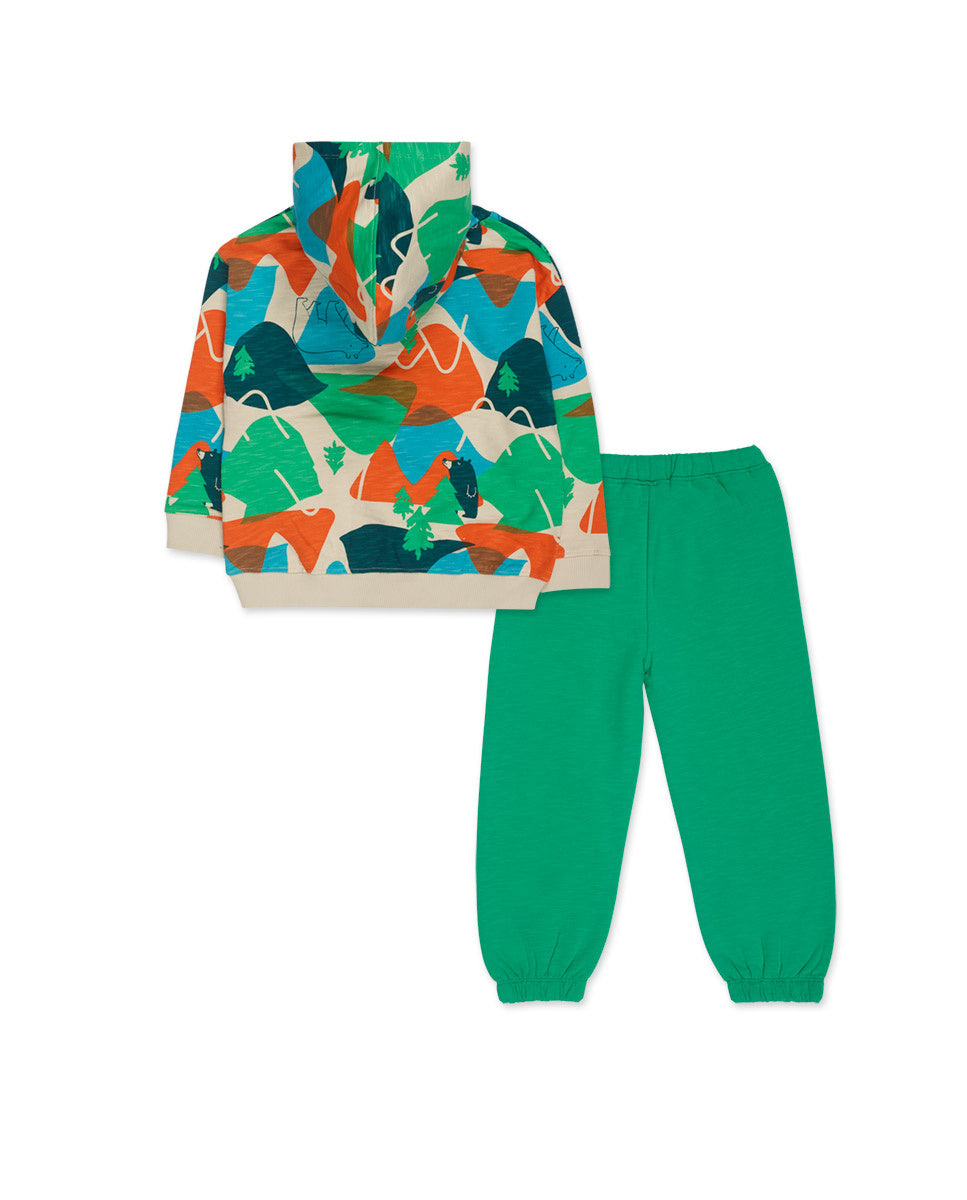 Conjunto felpa verde niño Trecking Time