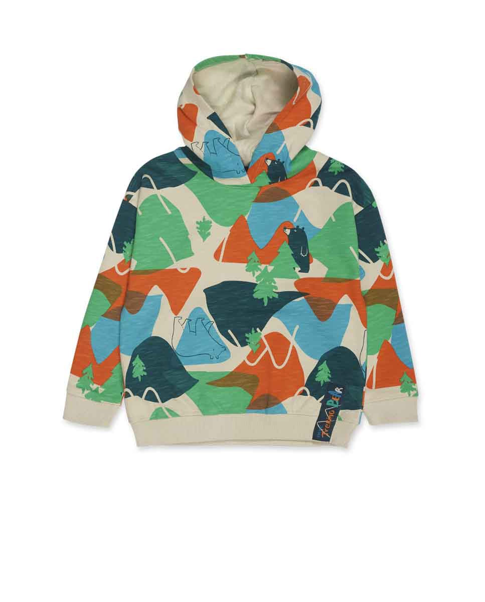 Sudadera felpa beige niño Trecking Time