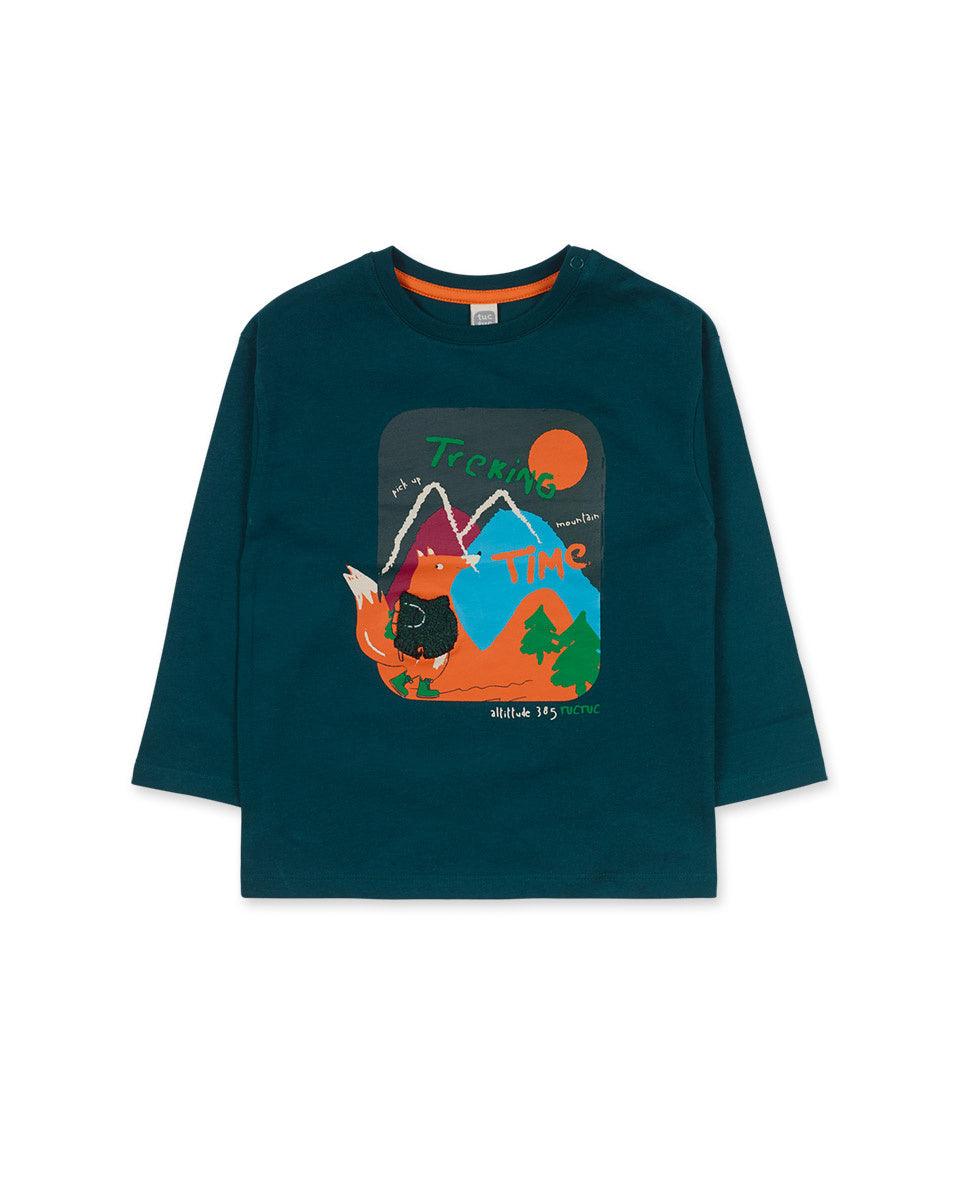 Camiseta punto verde niño Trecking Time