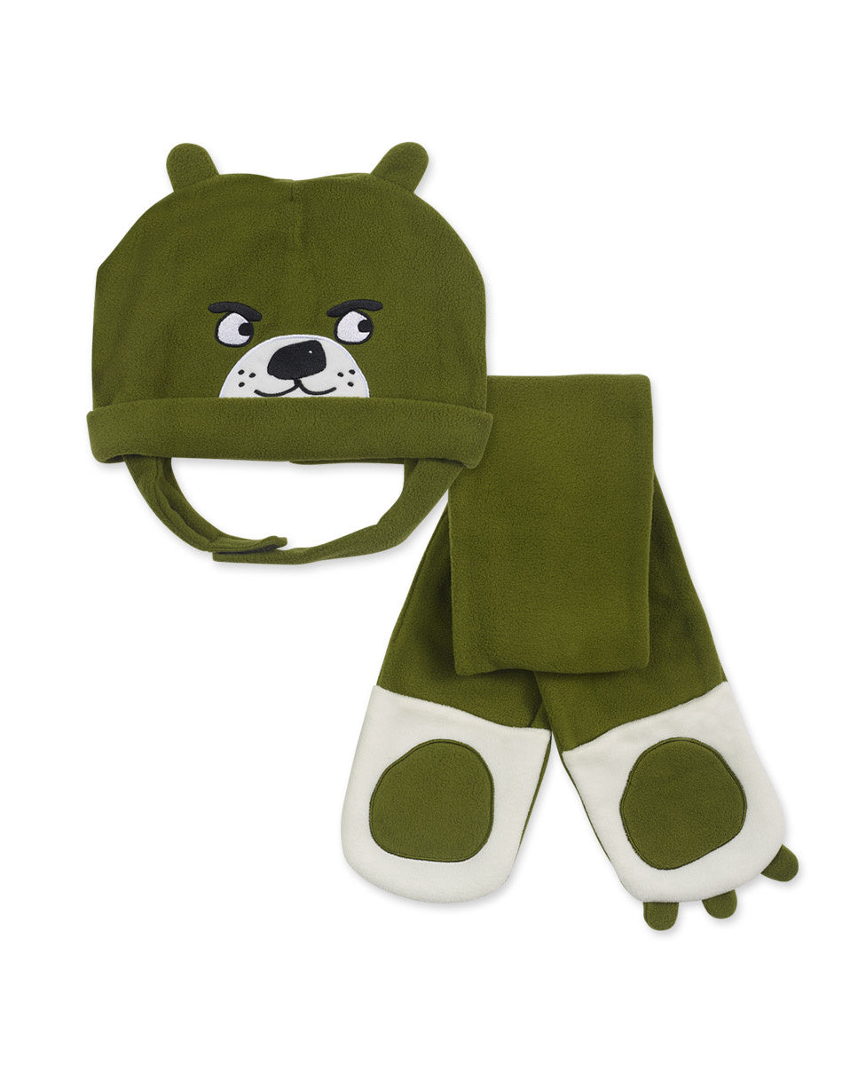 Gorro y bufanda polar verde niño Trecking Time