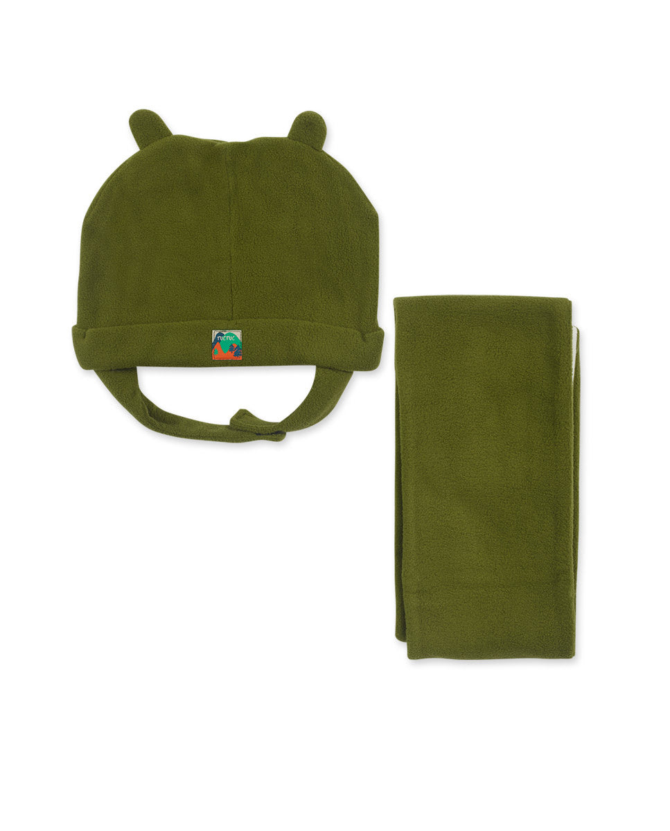 Gorro y bufanda polar verde niño Trecking Time