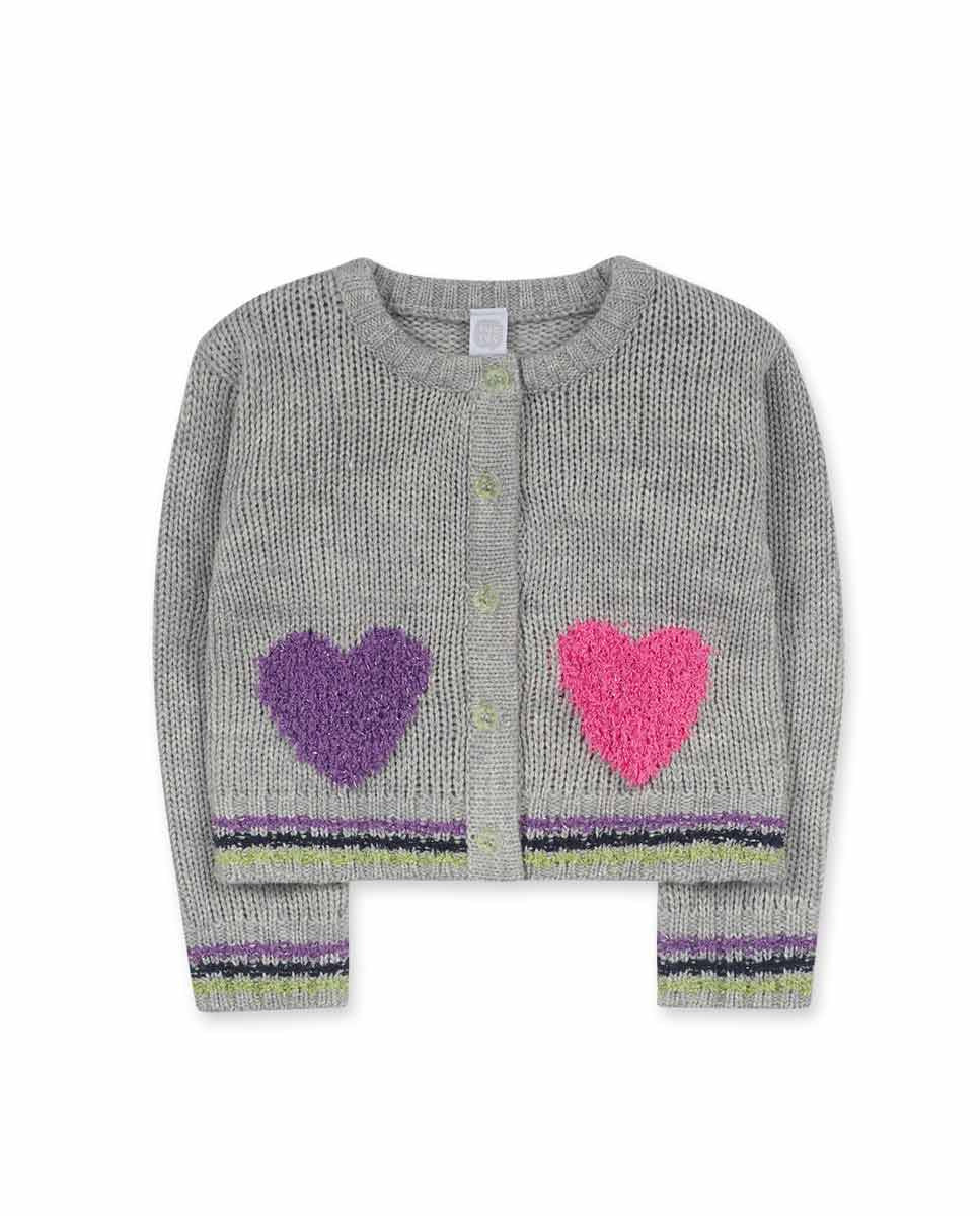 Chaqueta tricot gris niña Robot Maker