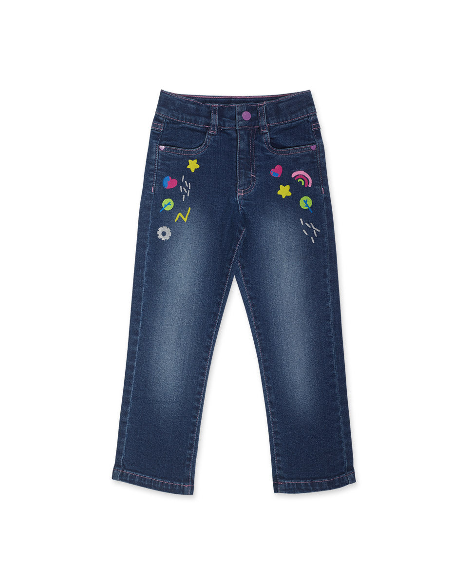 Pantalón denim azul niña Robot Maker