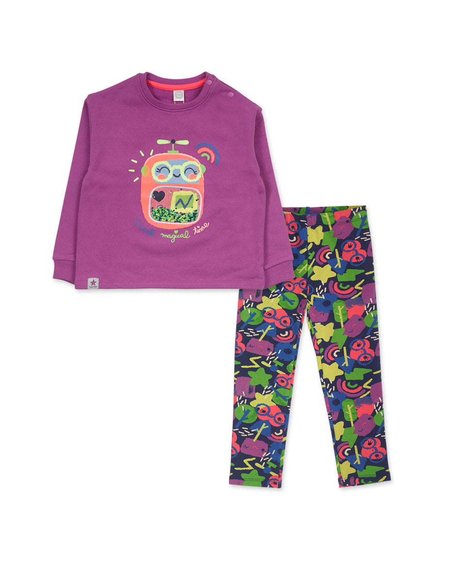 Conjunto felpa lila niña Robot Maker