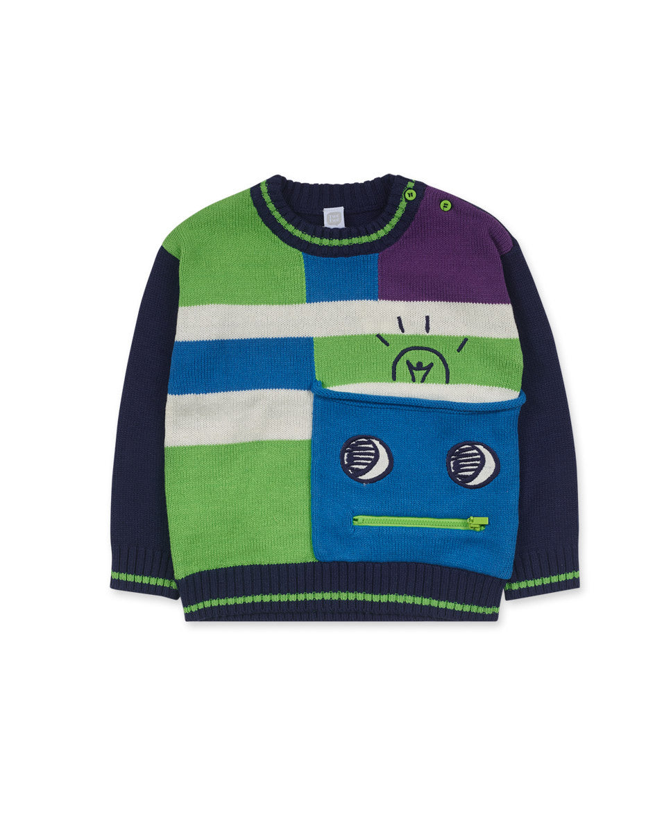 Jersey tricot azul niño Robot Maker