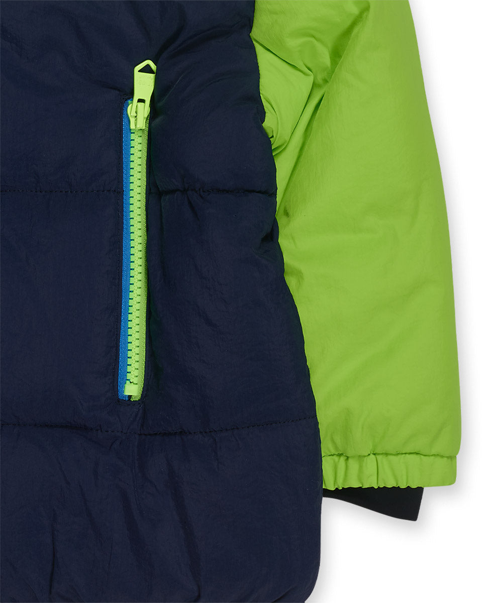 Parka acolchada azul de niño Robot Maker