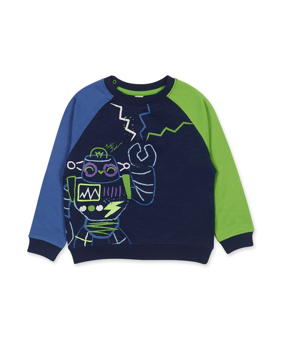 Sudadera felpa azul de niño Robot Maker