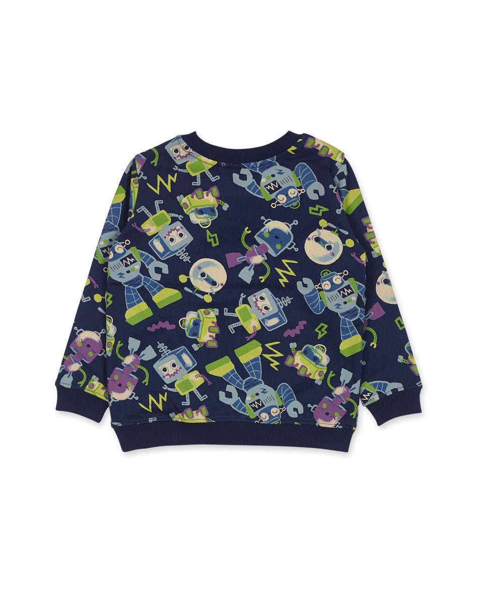 Sudadera felpa azul de niño colección Robot Maker