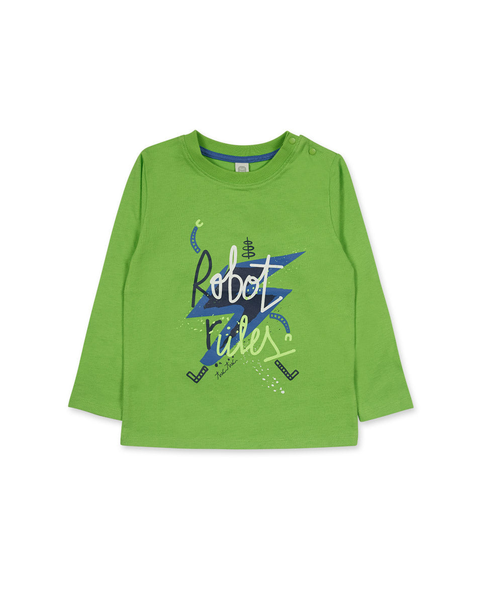 Camiseta punto verde niño Robot Maker