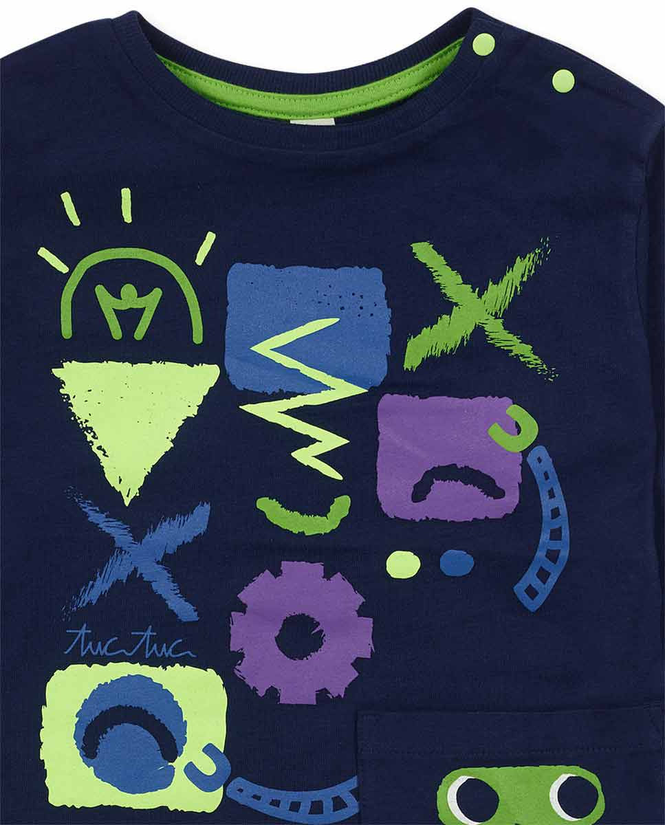 Camiseta punto azul de niño Robot Maker