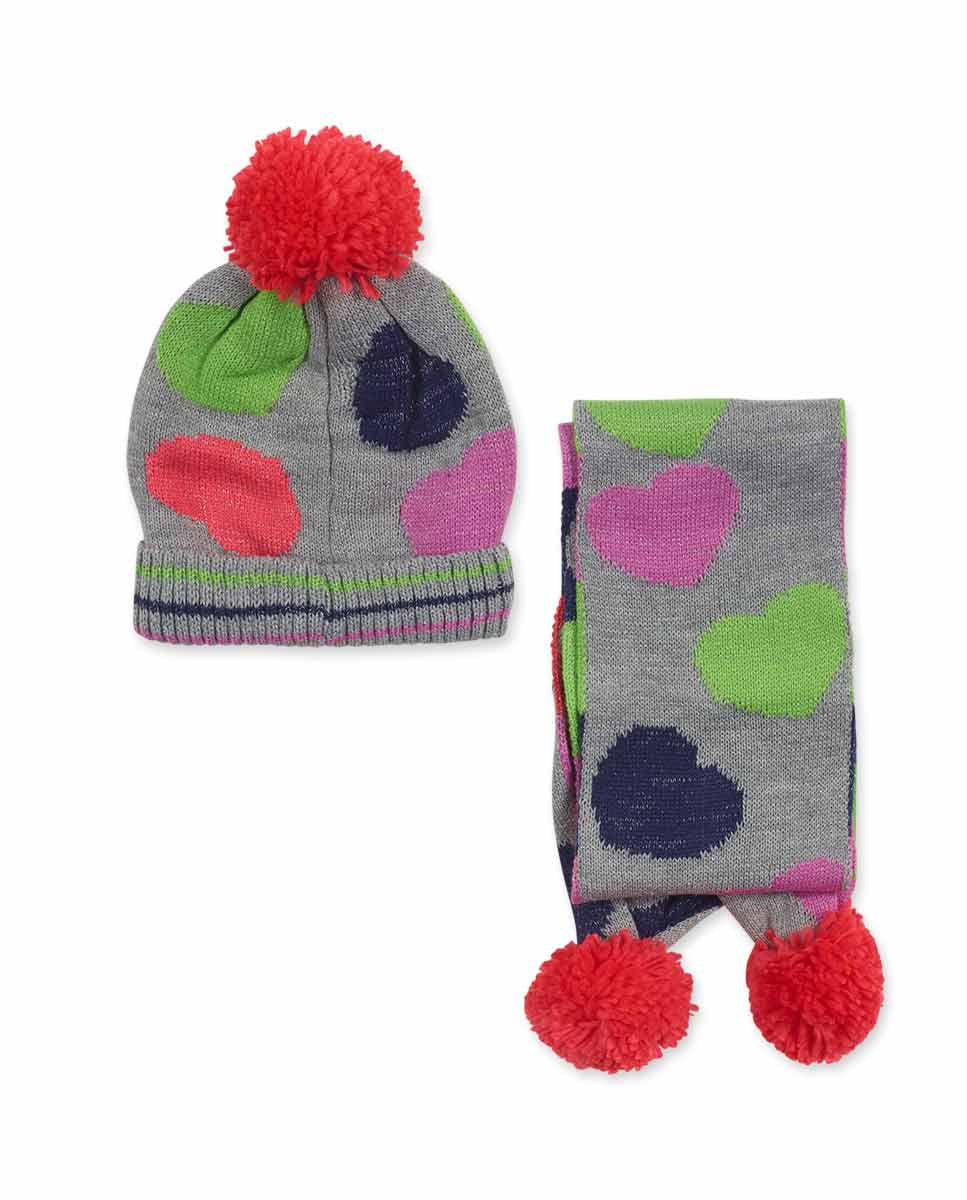 Gorro y bufanda tricot gris niña Robot Maker