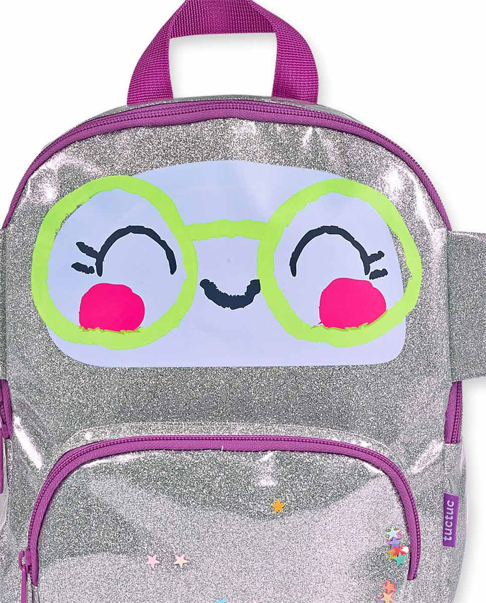 Mochila plateada niña Robot Maker