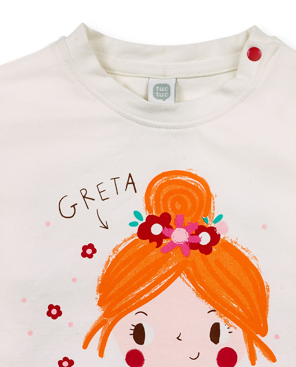 Camiseta punto blanco de niña Besties