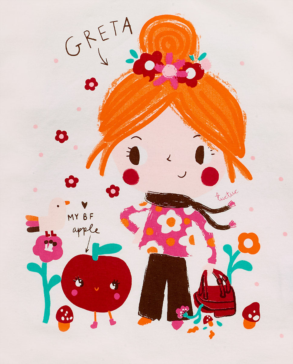 Camiseta punto blanco de niña Besties