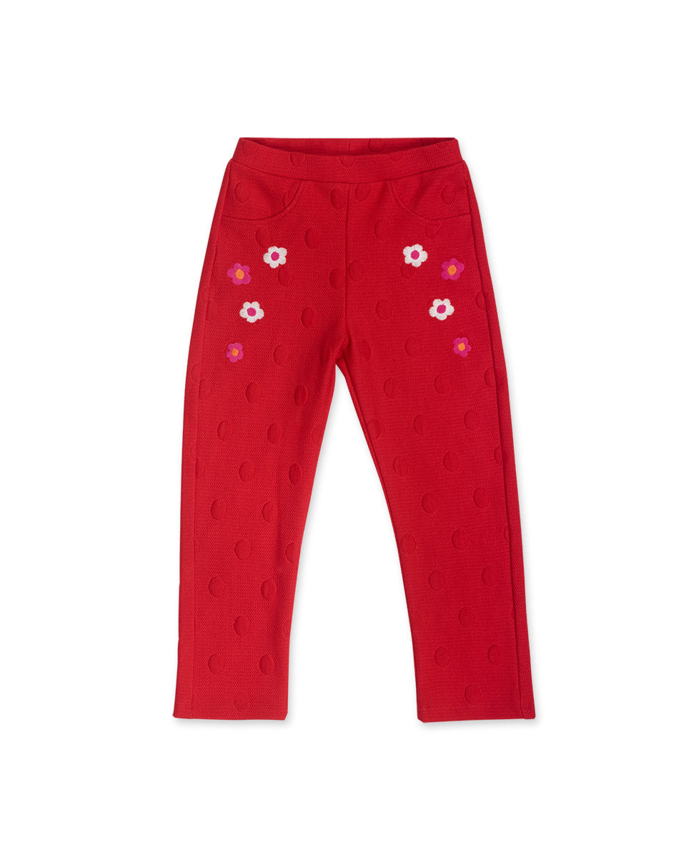Pantalón felpa rojo niña Besties