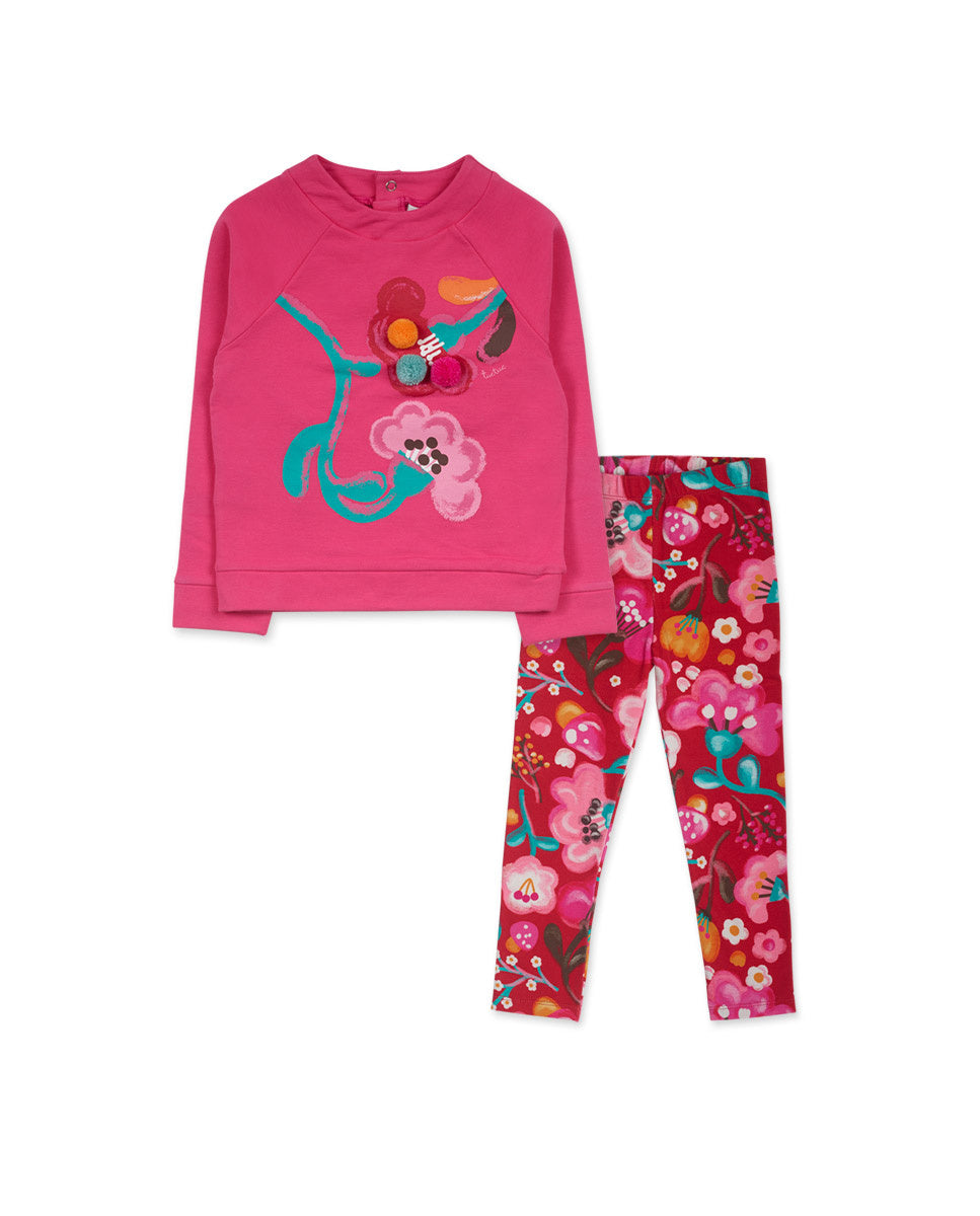 Conjunto felpa rosa de niña Besties