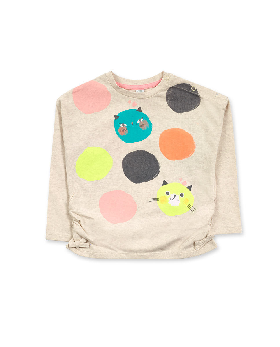 Camiseta punto gris de niña Cattitude