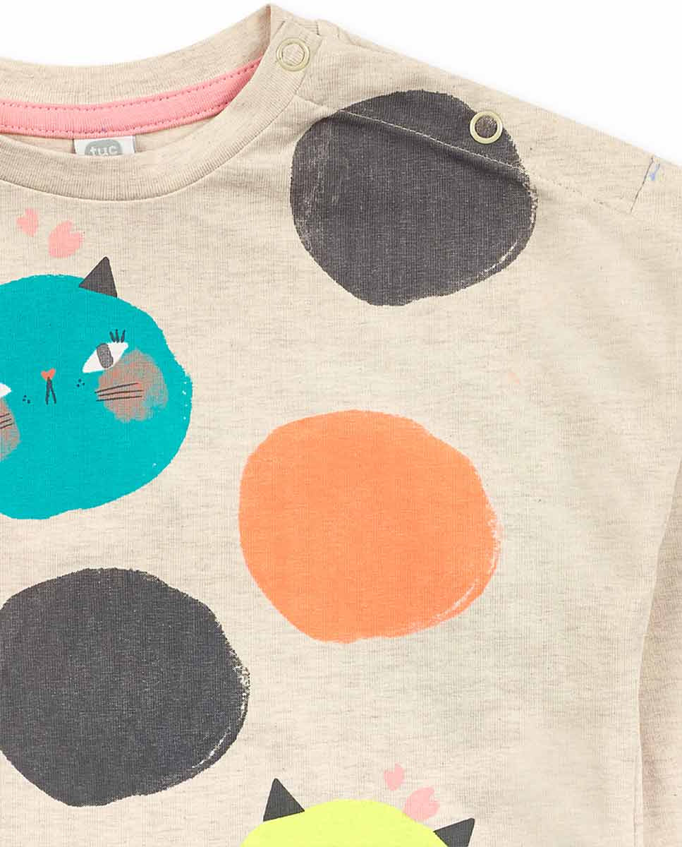 Camiseta punto gris de niña Cattitude