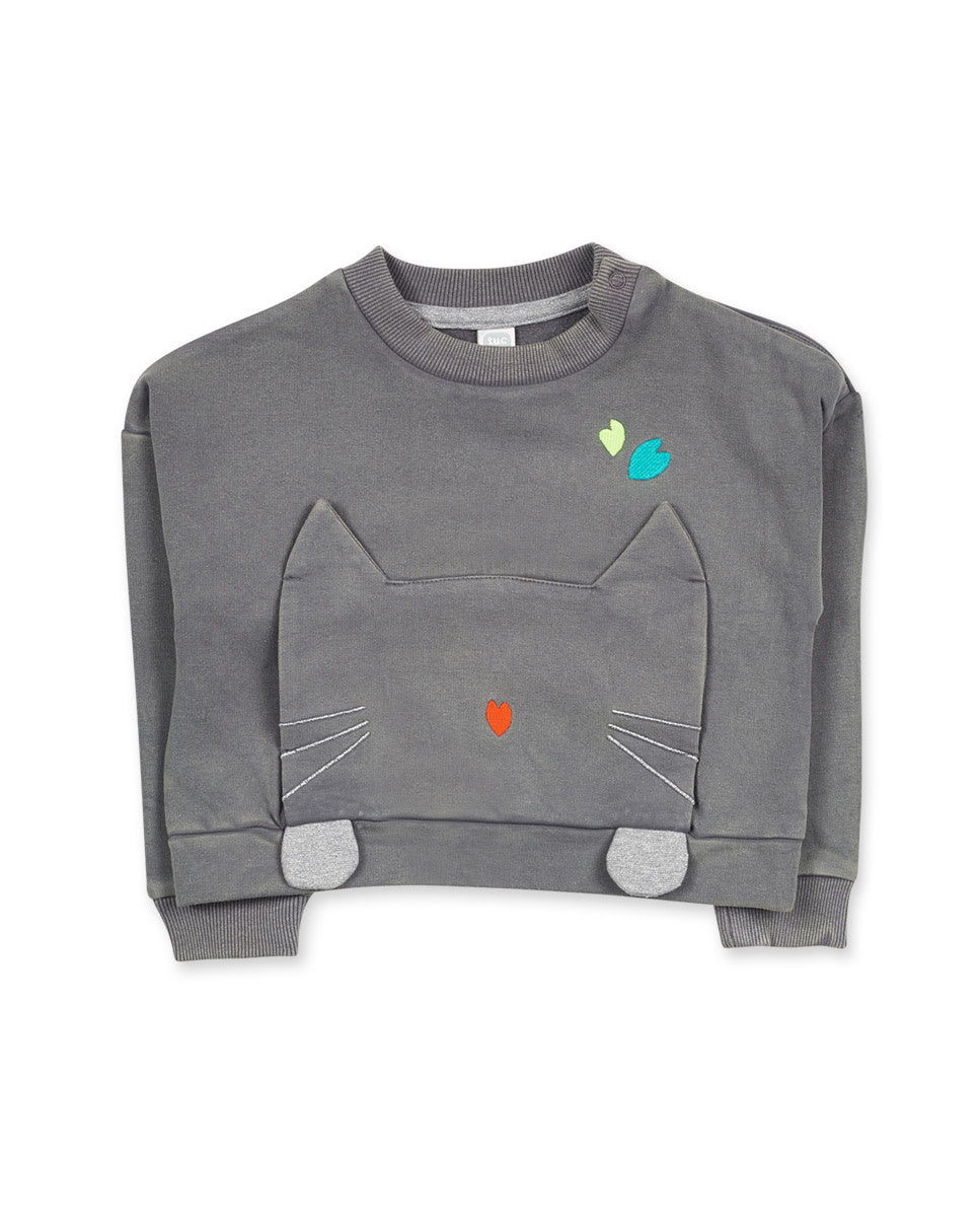 Camiseta punto gris niña Cattitude