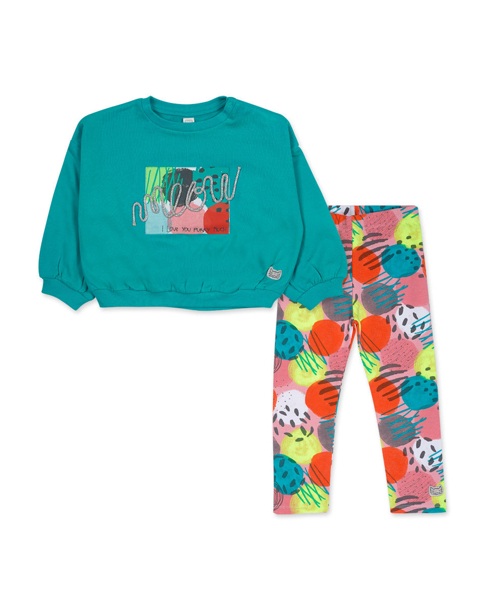 Conjunto felpa azul niña Cattitude