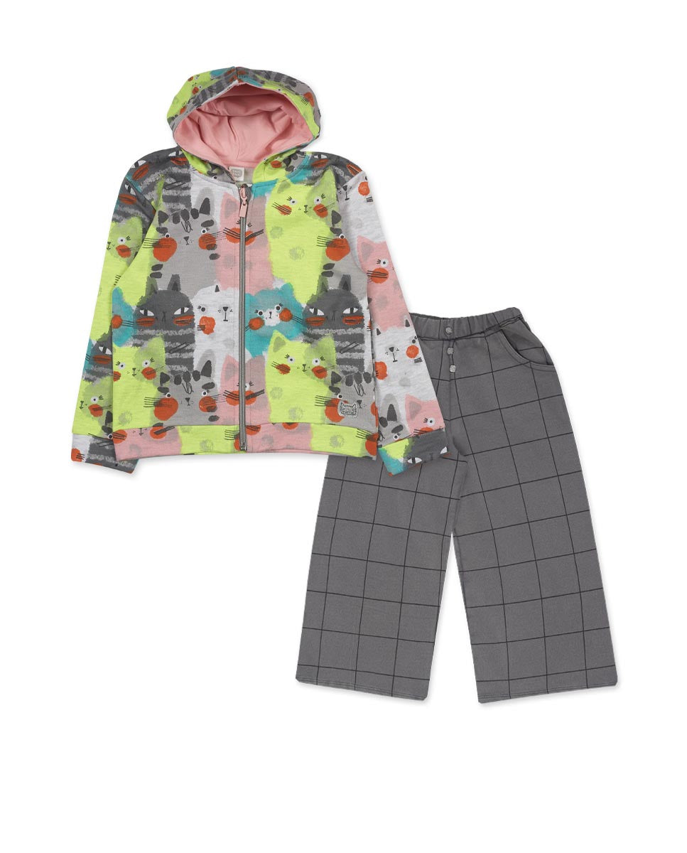 Conjunto felpa gris niña Cattitude