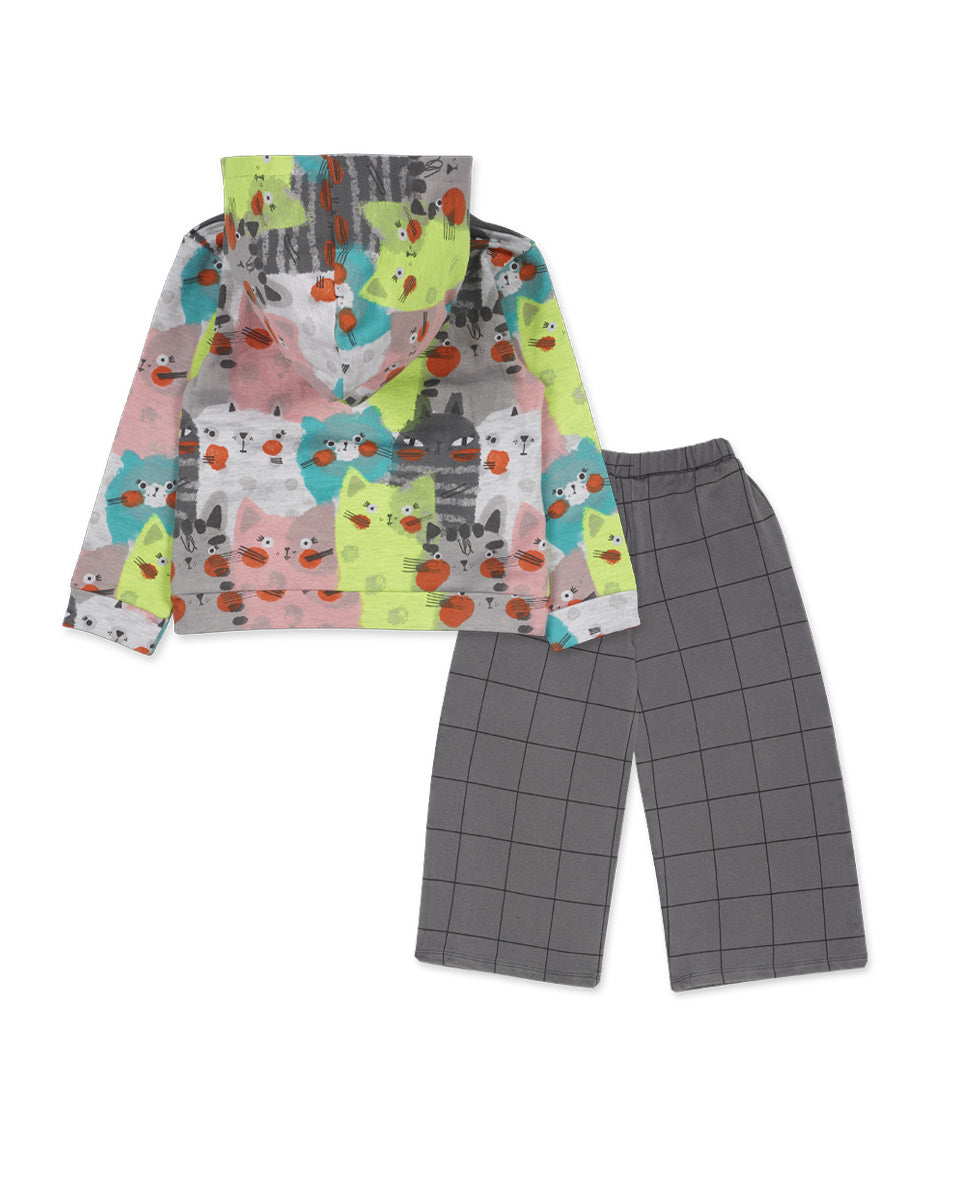 Conjunto felpa gris niña Cattitude