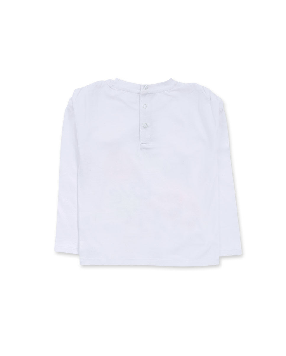 Camiseta punto blanco de niña Cattitude
