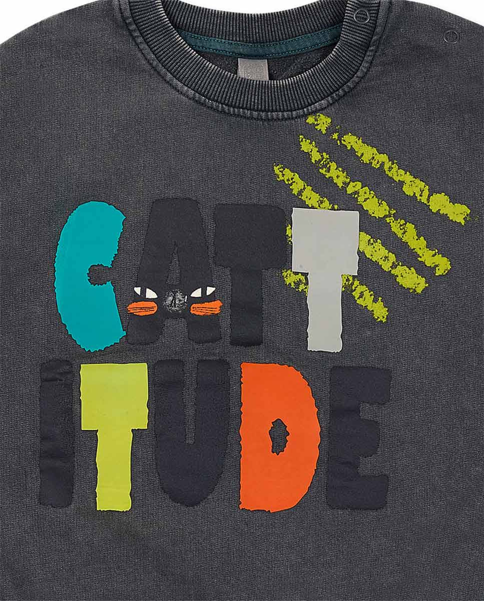 Conjunto felpa azul gris niño Cattitude